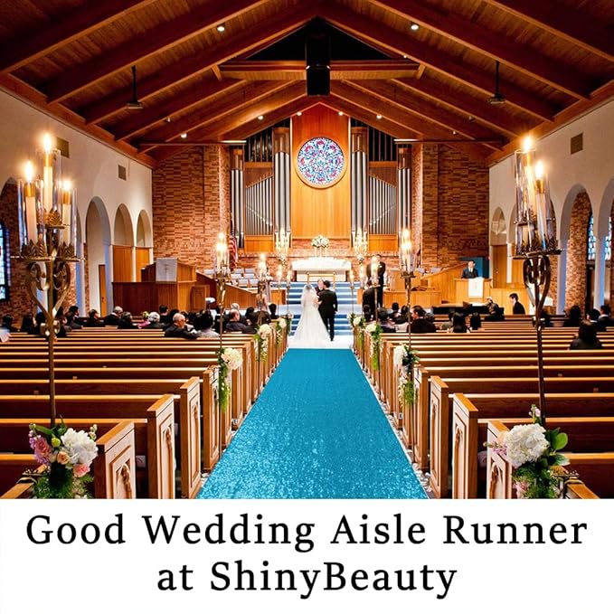 ShinyBeauty Turquoise Rug Runner Sequin Hallway Aisle Runner 4ftx20ft Turquoise Glitter Wedding Rug Runner Rustic Outdoor Rug Runner Wedding Ceremony Decorations