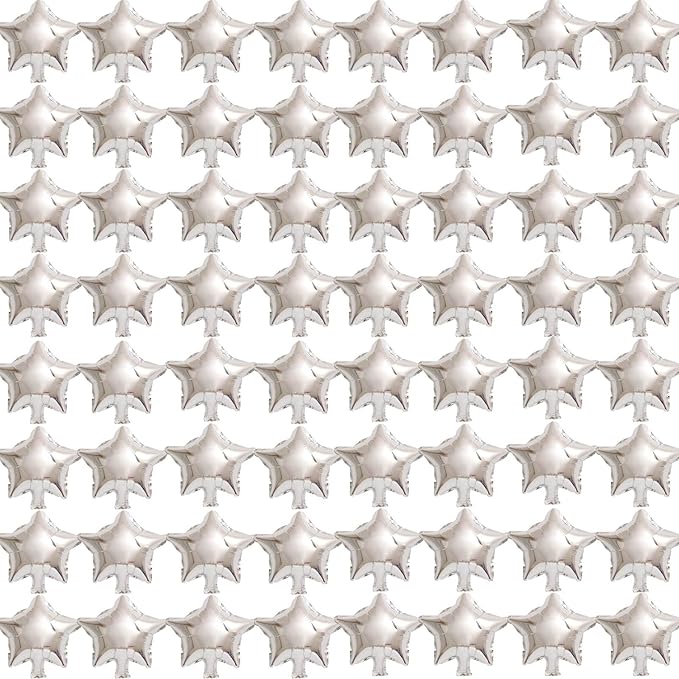 50 Pieces Silver Star Balloons - 5" Small Silver Foil Star Mylar Balloons for Party Decorations