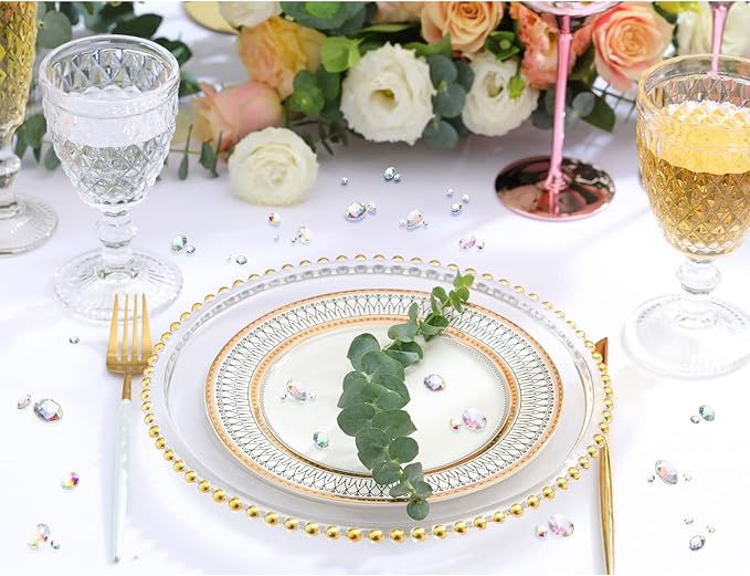 Hicarer 800 Pieces Diamond Decorations Acrylic Diamond Table Scatter Crystals for Table for Vase Fillers Party Decorations(12, 8, 6, 3, 2mm,AB Color)