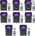 9600mAh Wireless Uplights, 6x18W RGBWA UV Rechargeable Stage Lights, APP/DMX512/Remote Controlled Par Lights, Battery Powered Uplights for Show, Party, Festival, Event， 8 Pack
