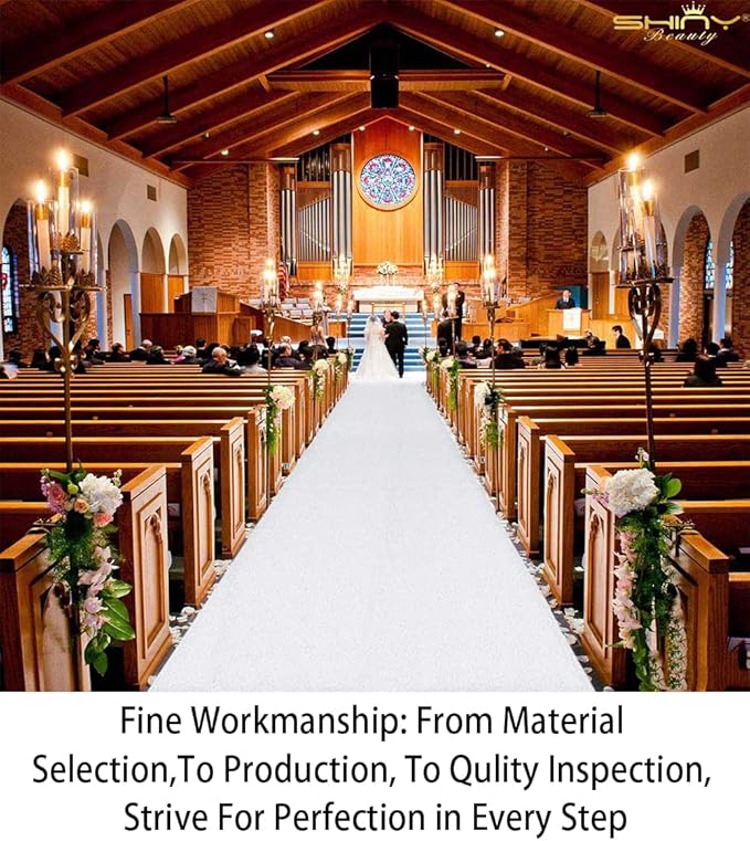 ShinyBeauty 4x20 FT Wedding Aisle Runner Rug - White Waterproof Non-Slip Ceremony Carpet for Outdoor, Beach, Party Events