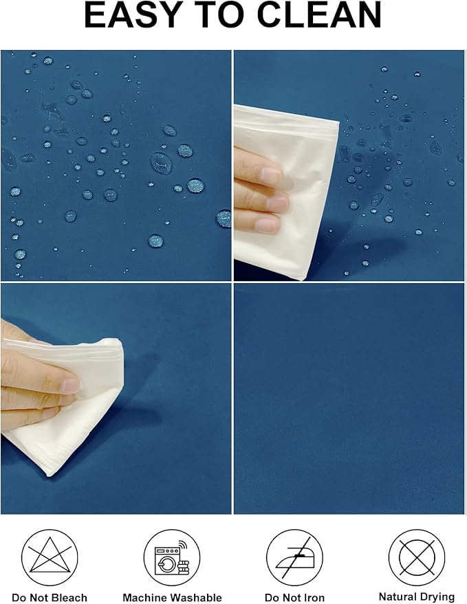 Fokitut 2 Pack Waterproof Round Tablecloth, 120 Inch, Stain Resistant and Wrinkle Polyester Table Cloth, Fabric Table Cover for Kitchen Dining, Wedding, Party, Holiday Dinner-Mediterranean Blue
