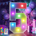 imprsv 3FT Colorful Marquee Numbers,18 Colors Number 5 with Remote, Light Up Numbers Sign for 1st Birthday Decorations Anniversary Party Decor, Pre-Cut Foam Board Kit, Mosaic Sign for Balloon