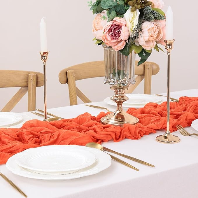 Orange Table Runner Cheesecloth Table Runners 10 Pack 10FT Baby Shower Decoration 120 InchesFall Table Decor Dining Room Centerpiece Wedding Boho Baby Shower Birthday