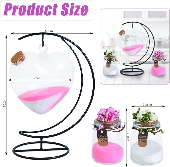 Mqiielle Wedding Unity Sand Ceremony Kit Include Moon Stand Love Bottle Cork 2 Ceremonial Vases with Flower Garlands Wedding Sand for Weddings Bridal Parties Valentine's Day