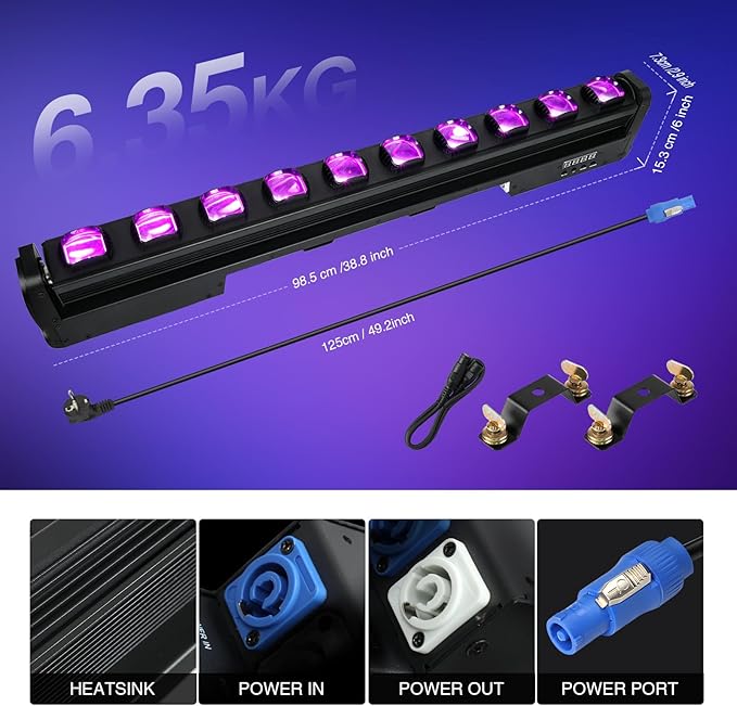 Betopper 10x15w RGBW Moving Beam LED Light Bar,10 Eye Stage Light Strobe Beam Like Spider RGBW 4IN1 DMX 512 & Sound Activated DJ Lighting for Theater KTV Club Ball Disco Event L1015(1)
