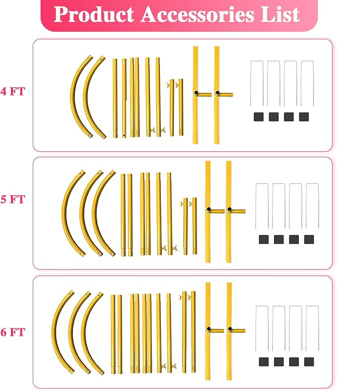Metal Arch Backdrop Stand, Set of 3 (4/5/6 ft) Wedding Arched Frame with 12 Ground Nails, Stable Arched Background Stand for Wedding, Baby Shower, Birthday Party, Photography, Gold