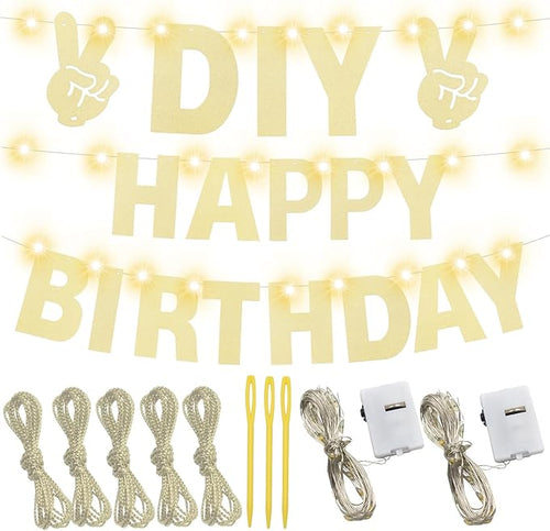 167Pcs DIY Glitter Customizable Banner Kit Custom Banners DIY Happy Birthday Letters Banner Happy New Year Banners Christmas Baby Shower Birthday Party Supplies(Glitter Champagne Gold)