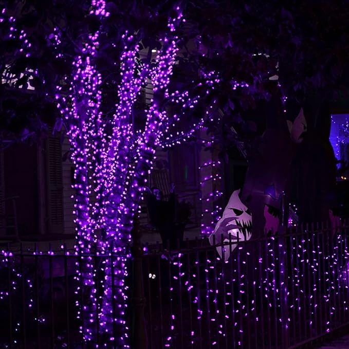 Dazzle Bright Halloween Fairy String Lights, 20 FT 60 LED Copper Wire Battery Operated Waterproof Lights, Halloween Decorations for Indoor Home Room Outdoor Garden Patio Party Decor (Purple)