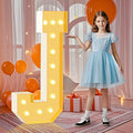 4FT Light Up Marquee Letters, 4 feet Tall Lighted Letters J, Mosaic Large Letter for Party Backdrop Decor, Mosaic Cardboard Letter for Weddings, Birthdays, Anniversaries, Easy to Assemble