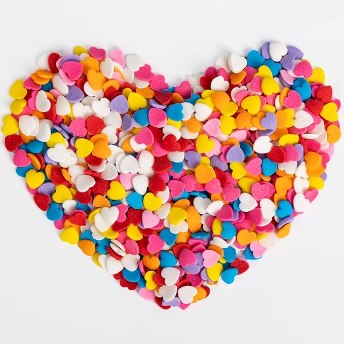 Edible Confetti Sprinkles,Colorful Heart-Shape Cake Decoration for Desserts,Rainbow Press Candy,Pastel Sprinkles for Cake Baking,Perfect For Birthday Party,Festival Baking Supplies,100g/3.53oz