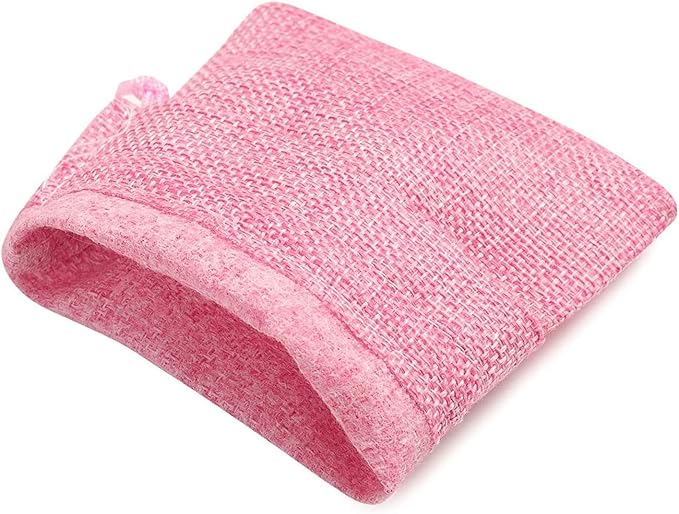 20Pcs Burlap Bags with Drawstring, Burlap Gift Bag Linen Jewelry Pouches for Christmas Wedding Favor, Party, DIY Crafts (Pink, 3.9 x 5.5 Inch)