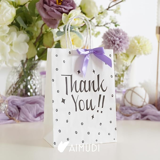 AIMUDI Lavender Satin Ribbon Twist Tie Bows 2.5" Purple Pretied Bows Premade Craft Bows for Treat Bags Cake Pop Gift Wrapping Basket Wedding Favors Cookie Candy Bagging Baby Shower - 50 Counts