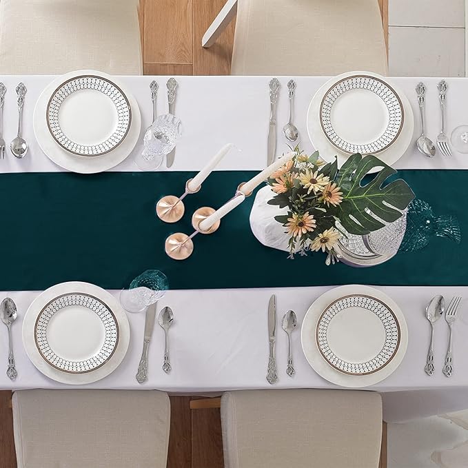 12Pack Table Runner 12 x 108 Inches Satin Silk Table Runner for Wedding, Birthday Party, Banquets, Graduations Decoration, fit Rectange and Round Table-Hunte