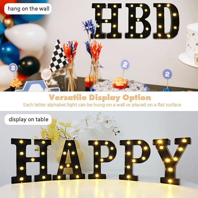 Led Marquee Letters, 8.58 Inch Black Light Up Letters, Small Led Letter Lights, Battery Powered Lighted Letterfor Table, Party, Birthday, Christmas Decor (Black, Letter N)