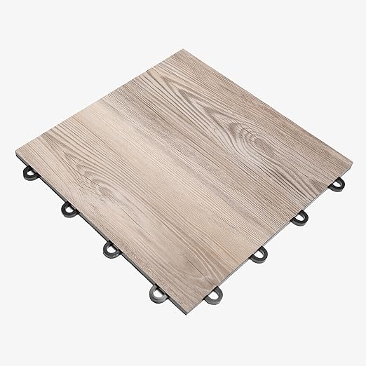 IncStores 3/8" Thick Snap Together Dance Flooring Tiles | 12”x12” Printed Vinyl Dance Floor Tiles for Practice & Performance | Beachwood | 9 Tile Pack