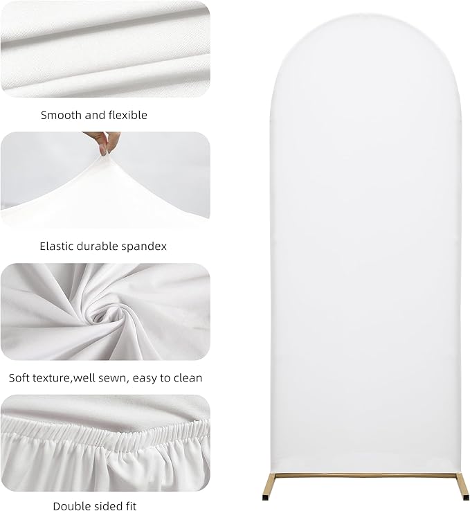 Wedding Arch Cover 6FT Arch Backdrop Cover Spandex Fitted Arch Cover for Round Top Chiara Backdrop Stand Covers for Wedding Birthday Party Baby Shower Banquet Ceremony Decoration