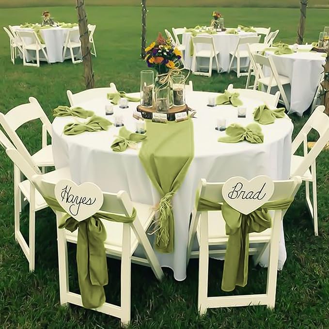 fani 60 PCS Apple Green Satin Chair Sashes Bows Universal Chair Cover for Wedding Reception Restaurant Event Decoration Banquet,Party,Hotel Event Decorations (7 x 108 inch)