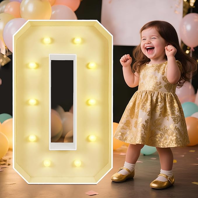 Marquee Light Up Letters: 3FT Large Decorative Signs for Party Decorations Baby Shower Birthday Wedding Engagement Anniversary, 3 Feet Tall Pre-Cut DIY Foamboard Letter O - Easy to Assemble