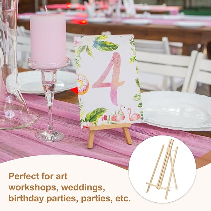 MECCANIXITY Mini Wood Display Easels, 19.3"x10.6"A-Frame Painting Tabletop Easels Holder Stand for Artists Beginners Displaying Small Canvases Art Photos Business Cards(Pack of 3, Wood Color)