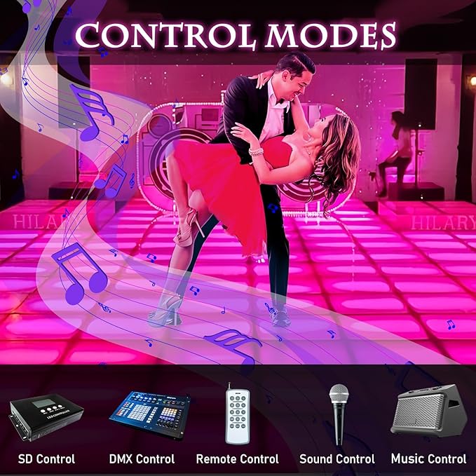 Dance Floor Stage Lights-Tempered Glass with Flight Case - RGB Color Changing Lights for Wedding, Party, Club - Non-Slip (RGB-Magnetic, 20 * 20FT)