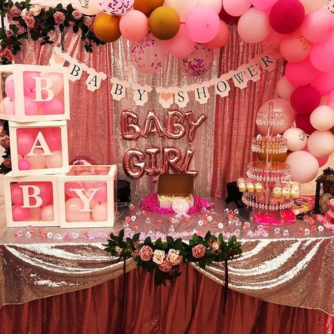 Poise3EHome Fuchsia Pink Sequin Backdrop Curtains, 4 PCS 3FT x 8FT Sequin Panels for Backdrop,Sequence Wedding Party Background Drapes