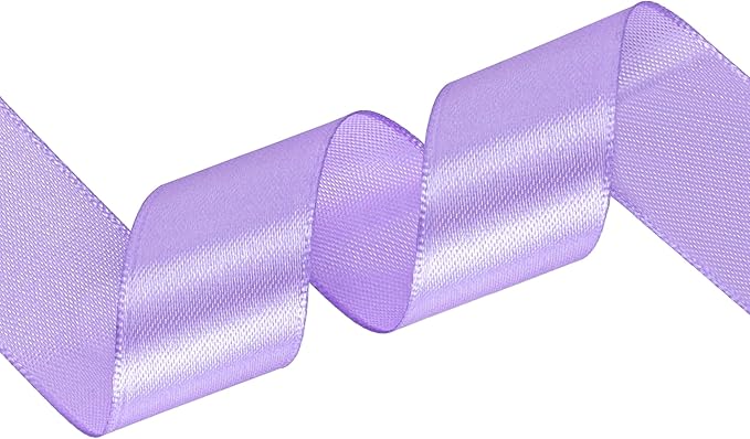 Light Purple Satin Ribbon 1 inch X Continuous 50 Yards, Single Face Polyester Ribbon Perfect for Gift Wrapping, Flower Bouquet, Wedding Decor, Crafts, Bow Making, Sewing and More