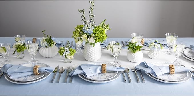 Solino Home Linen White Table Runner 144 Inches Long - 100% Pure Linen Extra Long Table Runner 14 x 144 Inch for Fall, Autumn, Halloween, Thanksgiving, Christmas, Holiday - Classic Hemstitch