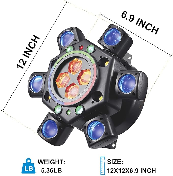 Moving Head Dj Lights for Parties, 180W LED RGBW 6 Arms with Mixed Lighting Effects,DJ Stage Lighting for Party Disco Club Wedding Bar (4)