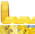 HUIHUANG Yellow Ribbon Satin 1-1/2" Wide Double Face Polyester Satin Ribbons for Crafts, Thick Silk Ribbon for Gift Wrapping Hair Bows Floral Bouquet Cake Box Thanksgiving Decor Party Favor-50 Yards