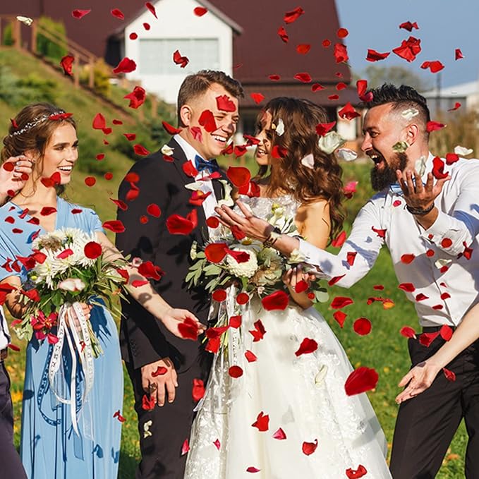 Ouddy Decor 5000 Pcs Rose Petals Artificial Flower for Valentine's Wedding Decor Romantic Night Event Anniversary Shower Engagement Party Home Decorations, Red