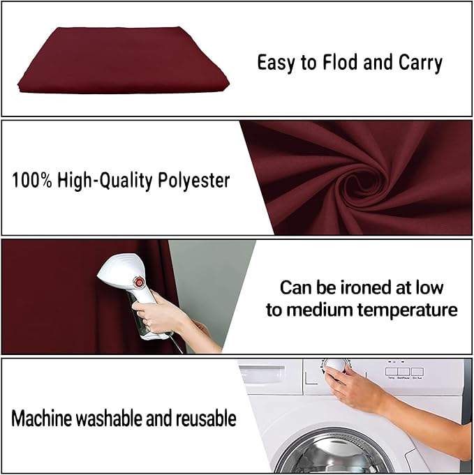 8x10FT Burgundy Wine Red Screen Backdrop for Photography Photo Booth Recording Parties Curtain