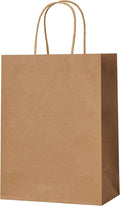 METAPRINT Brown Paper Gift Bags with Handles in Bulk,100 Pack 5.8x3.2x8.25 Inch Small Kraft Paper Bags for Birthday, Party Favors, Grocery, Retail, Shopping, Business