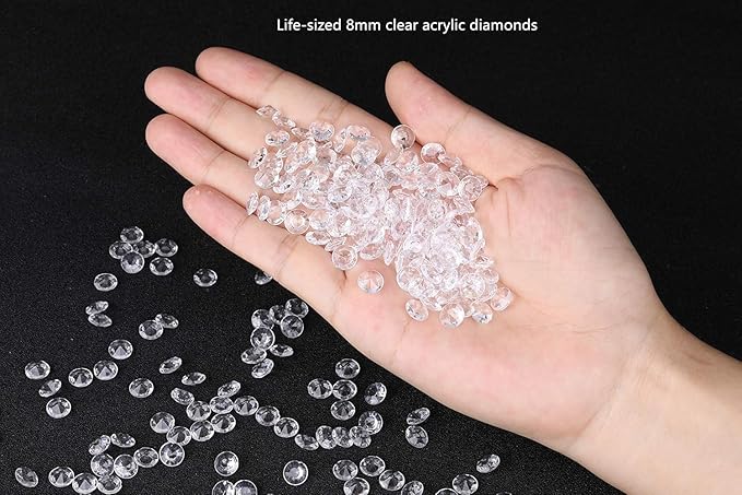 2000 pcs/Pack Wedding Table Scatter Confetti Crystals Acrylic Diamonds 8 mm Rhinestones for Wedding, Bridal Shower, Vase Beads Decorations (8mm, Champagne)
