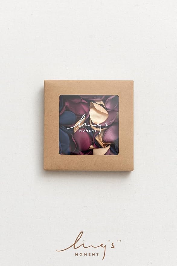 Ling's Moment Rose Petals, Silk Flower Petals for Wedding/Aisle/Flower Girl Baskets/Table Centerpiece Décor,etc.Burgundy Navy Gold 200pcs