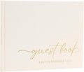 Elegant Guest Book for Wedding Reception, Beautiful Guestbook for Baby Shower and Wedding Decor, 100 Blank Pages for Sign in, Polaroid Pictures and Photos, Linen Cover (2025, Beige)