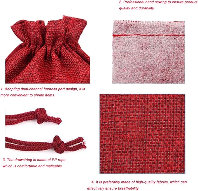 50 Pcs Burlap Bags with Drawstring,3.9"x5.5" Gift Bags Jewelry Pouch Bags for Candy Packing Party Favors Wedding Holiday DIY Craft(Pink)