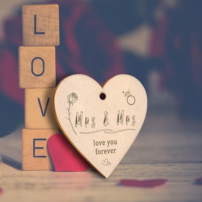 4x6 Mrs & Mrs Picture Frame Wedding Bridal Shower Gifts, Lesbian Anniversary Engagement Wedding Gifts for Newlywed Couples (Display Two 4x6)