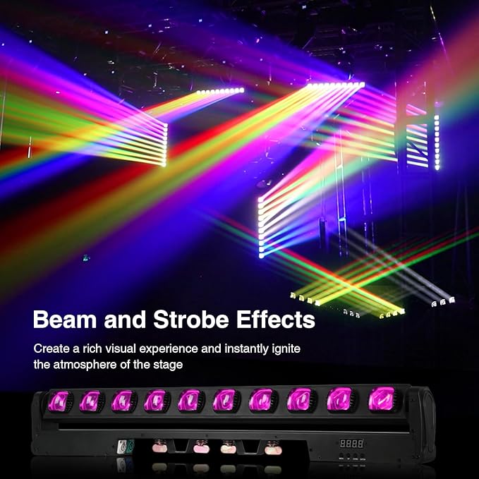 Betopper 10x15w RGBW Moving Beam LED Light Bar,10 Eye Stage Light Strobe Beam Like Spider RGBW 4IN1 DMX 512 & Sound Activated DJ Lighting for Theater KTV Club Ball Disco Event L1015(1)