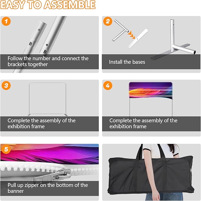 Custom Stand Backdrop with Aluminum Stand, 7.5x7.5ft Commercial Tension Fabric Banner, Single-Sided Printing for Trade Show, Weddings, Party, Business