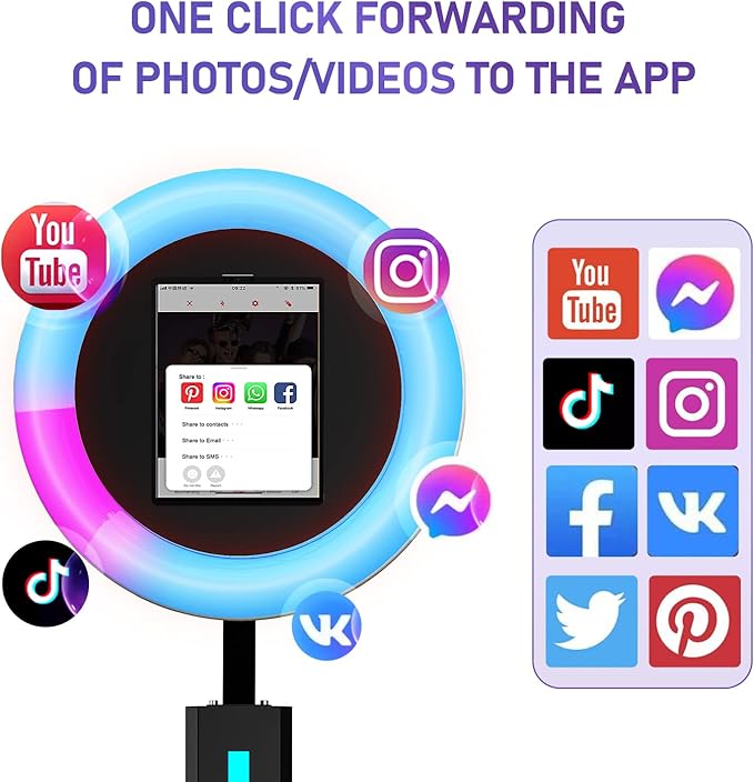 HARZHI Portable Photo Booth Compatible with Ipad 12.9in 10.9in 10.2in,for Ipad Photo Booth Shell Stand Stand Provide Chacktok PhotoBooth Software for Party and Wedding, Flight Case