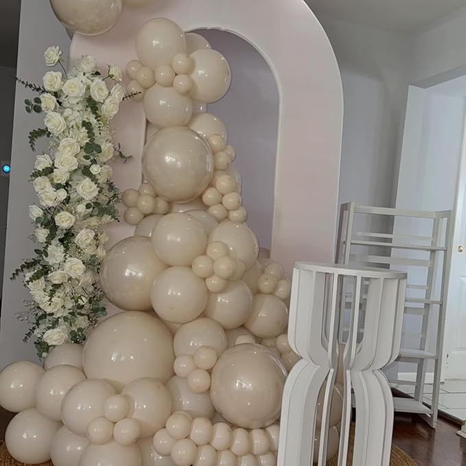 Pearl Balloons, 52 PCS 12 Inch Pearl white Double-Stuffed Balloons, White Pearl Sand White Double-Stuffed Ivory Latex Balloon for Birthday Baby Shower Wedding Bridal Party Decoration