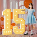 4FT Marquee Numbers 15, Large Light Up Numbers 15th Birthday Decorations for Girls Boys, Cardboard Number for Women Men Anniversary Party Decor Backdrop, DIY Foam Board Mosaic Number Sign