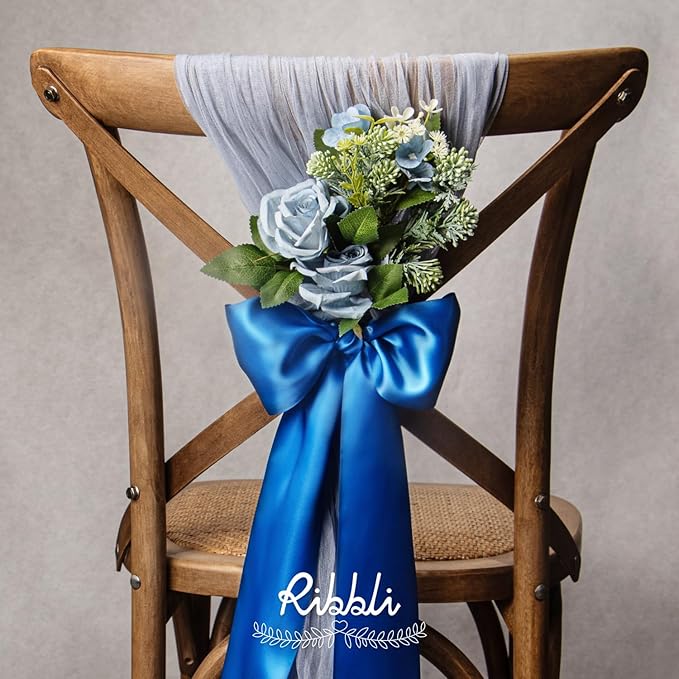 Ribbli Royal Blue Satin Ribbon 4 Inch Wide Blue Ribbon for Wedding Chair Sash Grand Opening Ceremony Big Bows Gift Wrapping Floral Crafts Cake Decor-Double Faced Satin Continuous 10 Yards