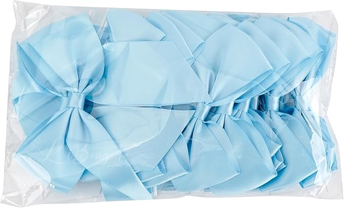 4.5" Satin Ribbon Blue Bows for Gift Wrapping, Twist Tie Bows, Cute Bows for Crafts, Party Favors, Premade Bows Pre-Tied Decorative Bows for Flower Bouquets Candy Apple Bows-24 Counts