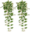 DILATATA Fake Hanging Plants Artificial Hanging Plants 26" Faux Peperomia Hanging Leaves Plants for Wall Shelf Home Indoor Outdoor Decor - 2 Pack