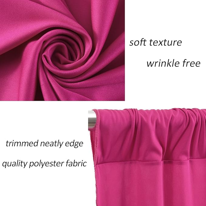 AK TRADING CO. 10 feet x 10 feet Polyester Backdrop Drapes Curtains Panels with Rod Pockets - Wedding Ceremony Party Home Window Decorations - Fuchsia