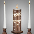 Irenare Unity Candles with Holder for Wedding Ceremony Wedding Decortions Accessories Glass Candle Holder Pillar Candle for Formal Events Church(Wood)