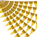 20M/65FT Gold Triangle Pennant Banner Flag Metallic Fabric Bunting Garland for Christmas Graduation Wedding Engagement Anniversary Bachelorette Birthday Bridal Shower Valentines Hen Party Supplies