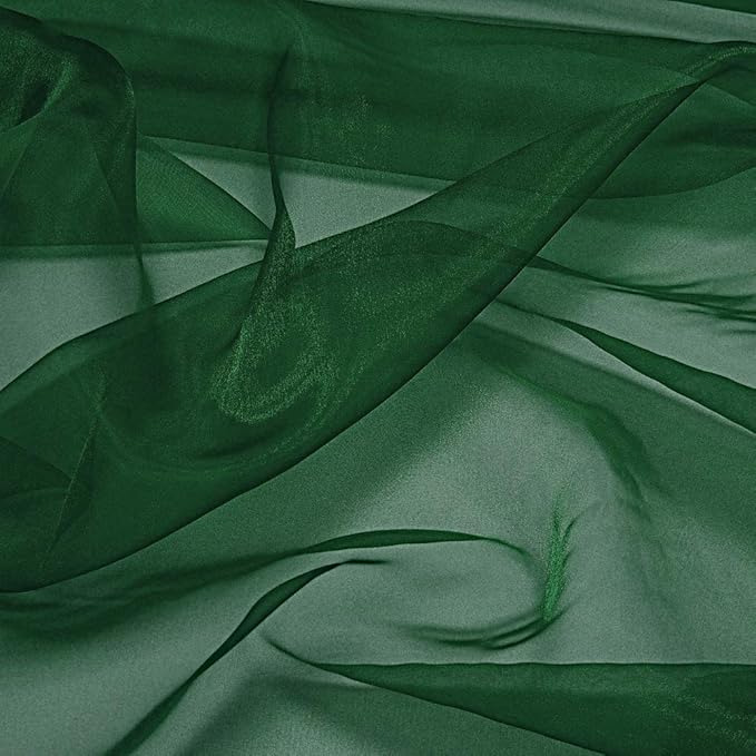 VDS Hunter Green Organza Fabric, 45 Yards Continuous, 45” Wide, Wedding Party Decoration Iridescent Crystal Sheer Shiny Organza Tulle Bridal Dress DIY Crafts Costume Sewing Backdrop Arch Cloth